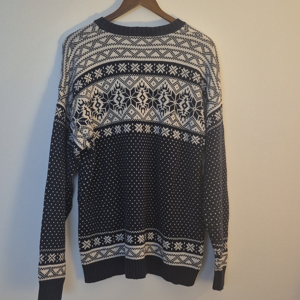 Vintage Dockers Fair Isle Snowflake Sweater | Men's XL | 100% Cotton Nordic Knit - Picture 3 of 6